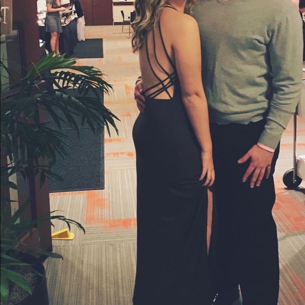 Tobi Backless Criss Cross Maxi Dress Leg Slit